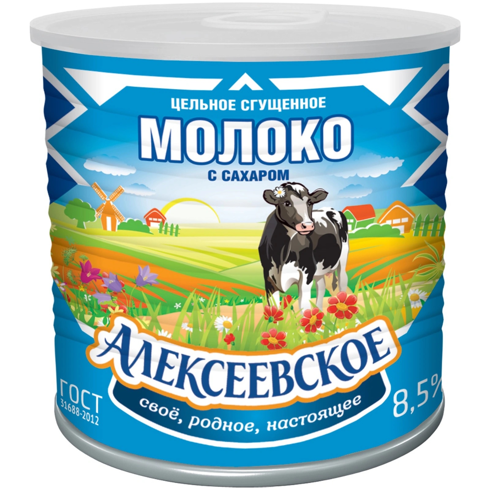 МОЛОКО СГУЩЕНОЕ АЛЕКСЕЕВСКОЕ С САХАРОМ 8,5% Ж/Б 360ГР