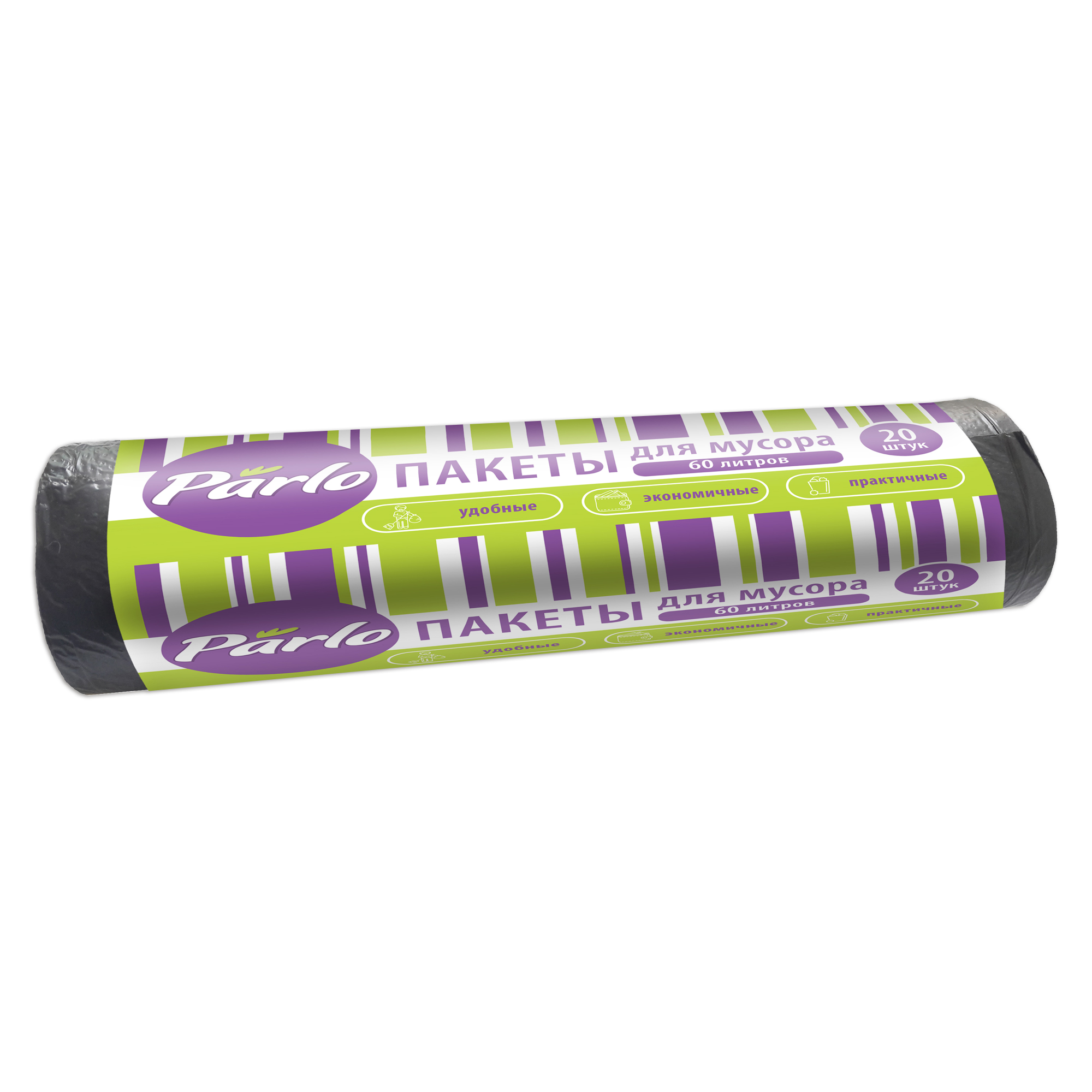 МЕШКИ ДЛЯ МУСОРА 60Л 7МКМ ЧЕРНЫЕ ПАРЛО 20ШТ
