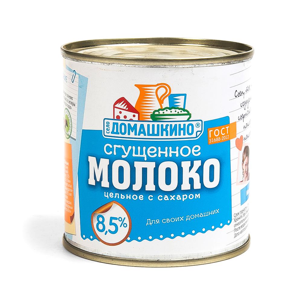 БЗМЖ МОЛОКО СГУЩЕННОЕ СЕЛО ДОМАШКИНО ЦЕЛЬНОЕ Ж/Б 380ГР