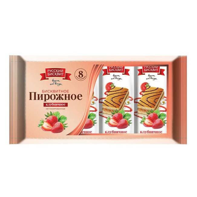 ПИРОЖНОЕ РУССКИЙ БИСКВИТ КЛУБНИЧНОЕ 240ГР