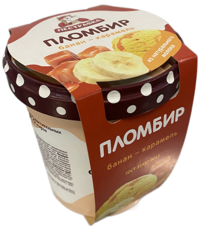 БЗМЖ МОРОЖЕНОЕ ПЕСТРАВКА ВЕДЕРКО ПЛ БАНАН КАРАМЕЛЬ 12% 270ГР