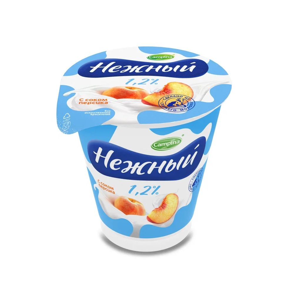 БЗМЖ ЙОГУРТ НЕЖНЫЙ С СОКОМ ПЕРСИК 1,2% 320ГР