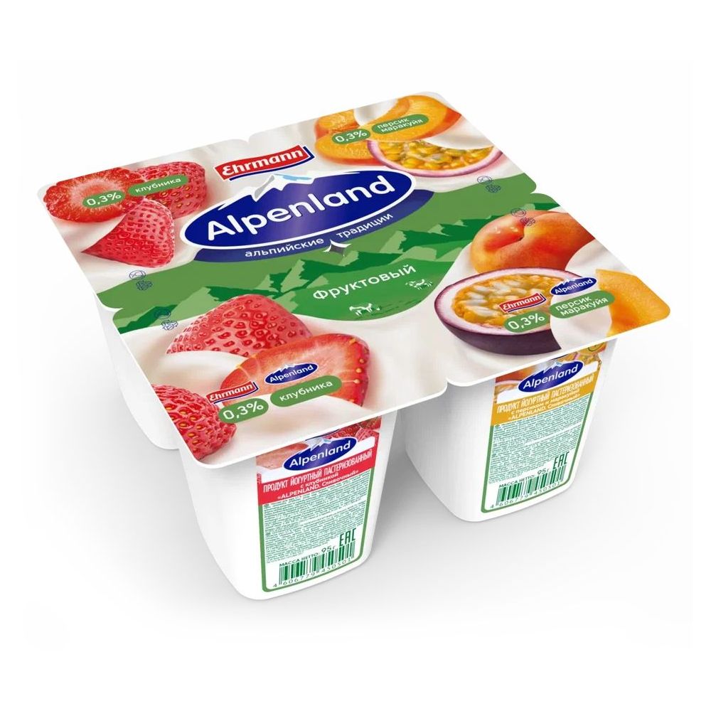 СЗМЖ ЙОГУРТ АЛЬПЕНЛЭНД ПАСТ КЛУБ/ПЕРСИК/МАРАК 0,3% 95ГР