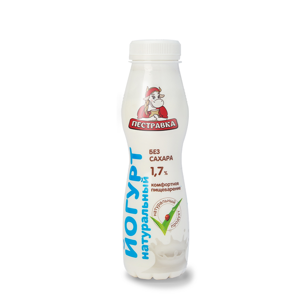 БЗМЖ ЙОГУРТ ПЕСТРАВКА НАТУРАЛЬНЫЙ 1,7% 270ГР ПЭТ