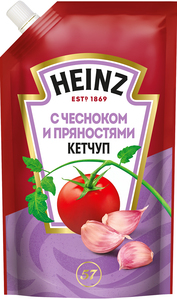 КЕТЧУП ХАЙНЦ С ЧЕСНОКОМ И ПРЯНОСТЯМИ 320ГР Д/П