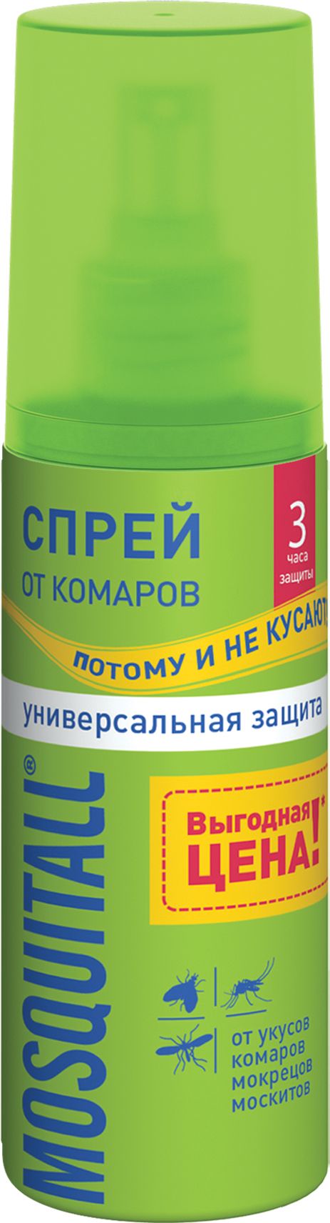 СПРЕЙ ОТ КОМАРОВ УНИВЕРСАЛЬНАЯ ЗАЩИТА MOSQUITALL 100МЛ.