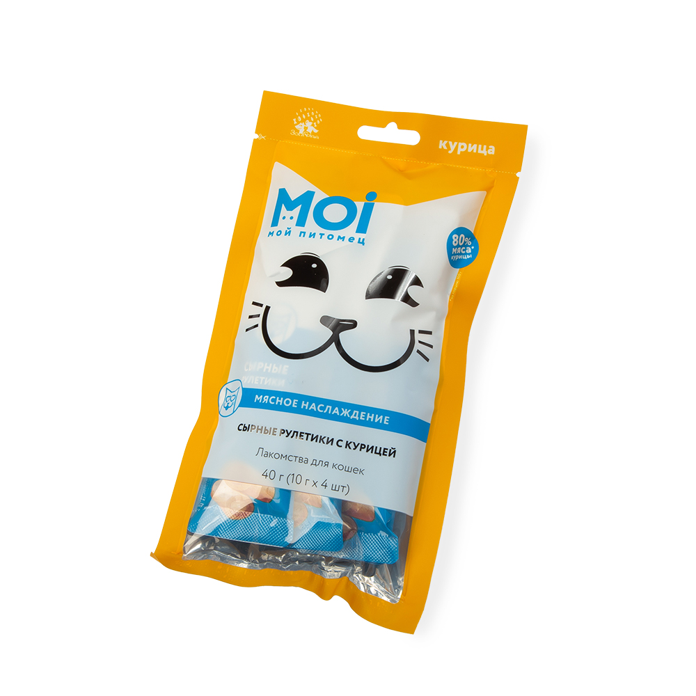 ЛАКОМСТВО Д/КОШЕК МОЙ ПИТОМЕЦ СЫРНЫЕ РУЛЕТИКИ С КУРИЦЕЙ ПАК 40Г