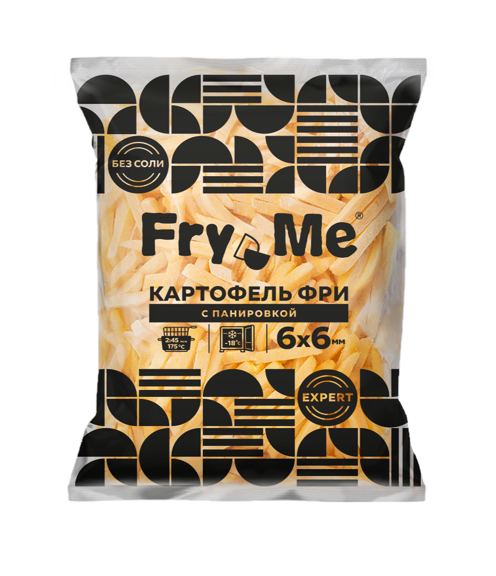 КАРТОФЕЛЬ ФРИ С ПАНИРОВКОЙ FRY ME 6Х6ММ 2,5 КГ(5ШТ)