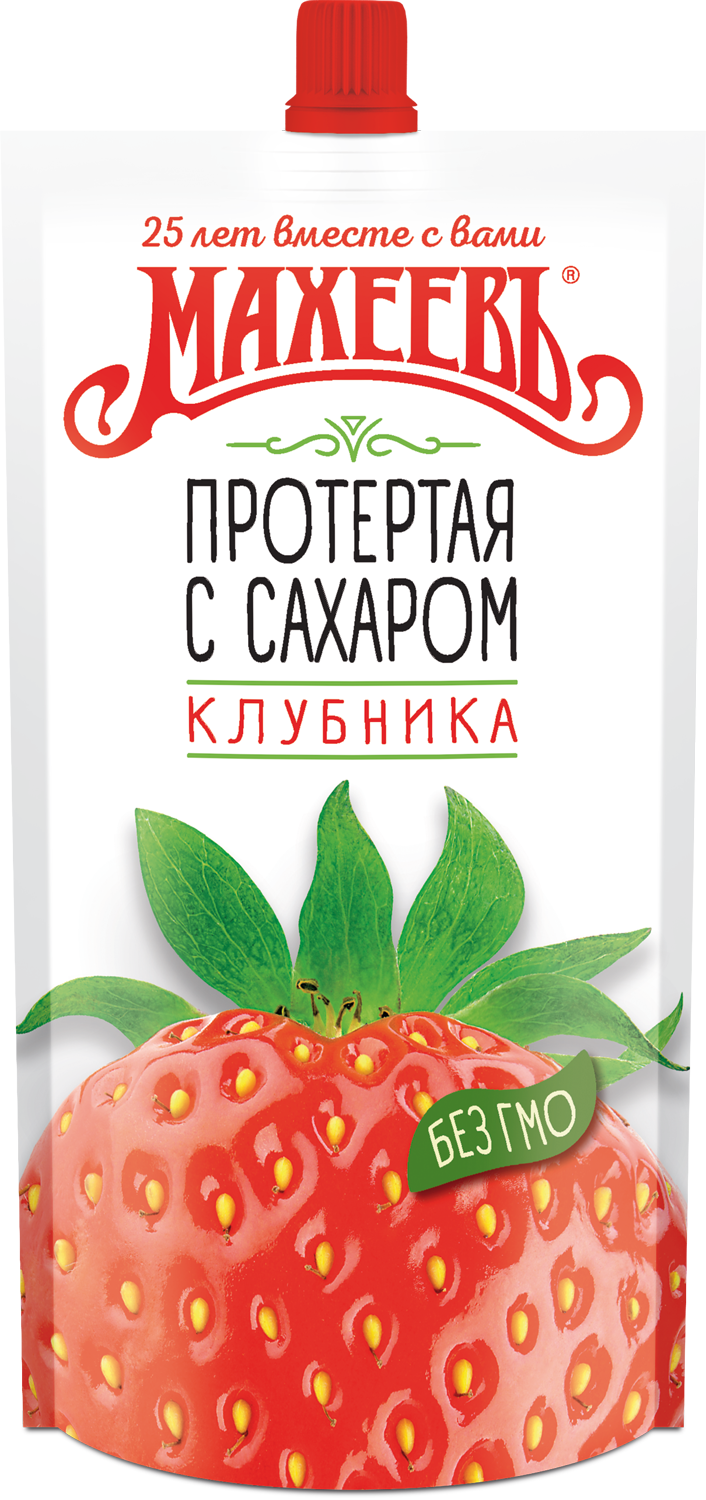 ДЖЕМ МАХЕЕВ КЛУБНИКА ПРОТЕРТНАЯ С САХАРОМ 300ГР ДПДЗ