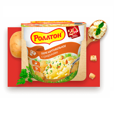 ПЮРЕ РОЛЛТОН КАРТОФЕЛЬНОЕ СУХАРИКИ СТАКАН 40ГР