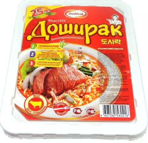 ЛАПША ДОШИРАК ВКУС ГОВЯДИНЫ 90ГР ЛОТОК