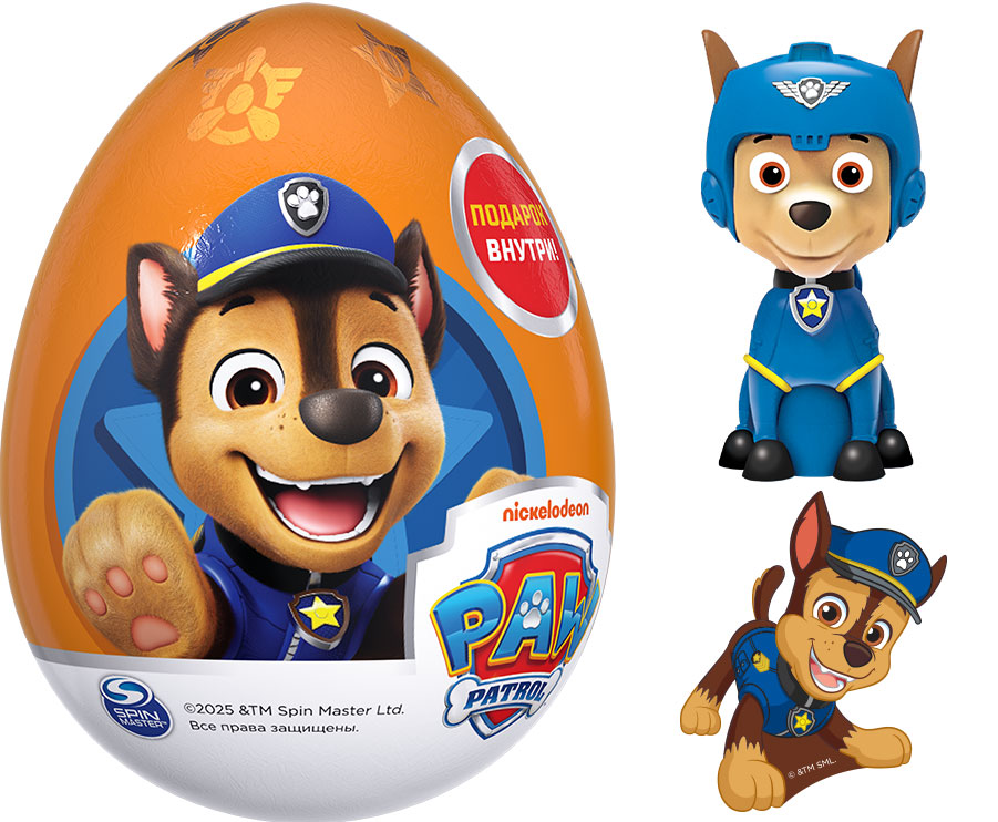 ЯЙЦО ИЗ ГЛАЗУРИ С ПОДАРКОМ ЩЕНЯЧИЙ ПАТРУЛЬ 20ГР