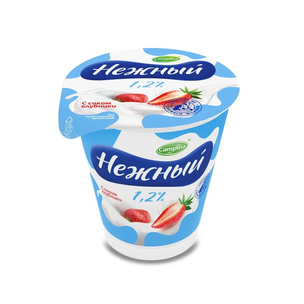 БЗМЖ ЙОГУРТ НЕЖНЫЙ С СОКОМ КЛУБНИКА 1,2% 320ГР