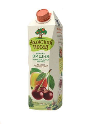 НЕКТАР ВОЛЖСКИЙ ПОСАД 1Л ЯБЛОКО/ВИШНЯ/ЧЕРН РЯБИНА