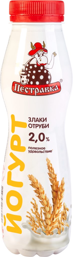 БЗМЖ ЙОГУРТ ПЕСТРАВКА ОТРУБИ ЗЛАКИ 2% 270ГР ПЭТ