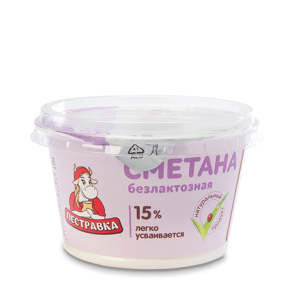 БЗМЖ СМЕТАНА ПЕСТРАВКА БЕЗЛАКТОЗНАЯ 15% 170ГР
