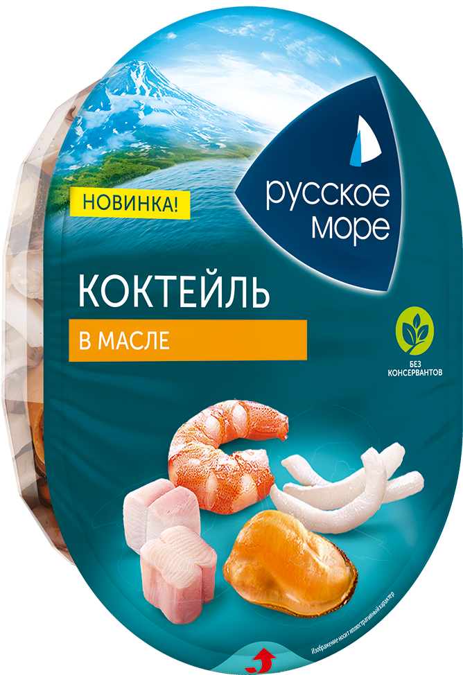 КОКТЕЙЛЬ РУССКОЕ МОРЕ ИЗ МОРЕПРОДУКТОВ В МАСЛЕ ОРИГИНАЛ 180ГР