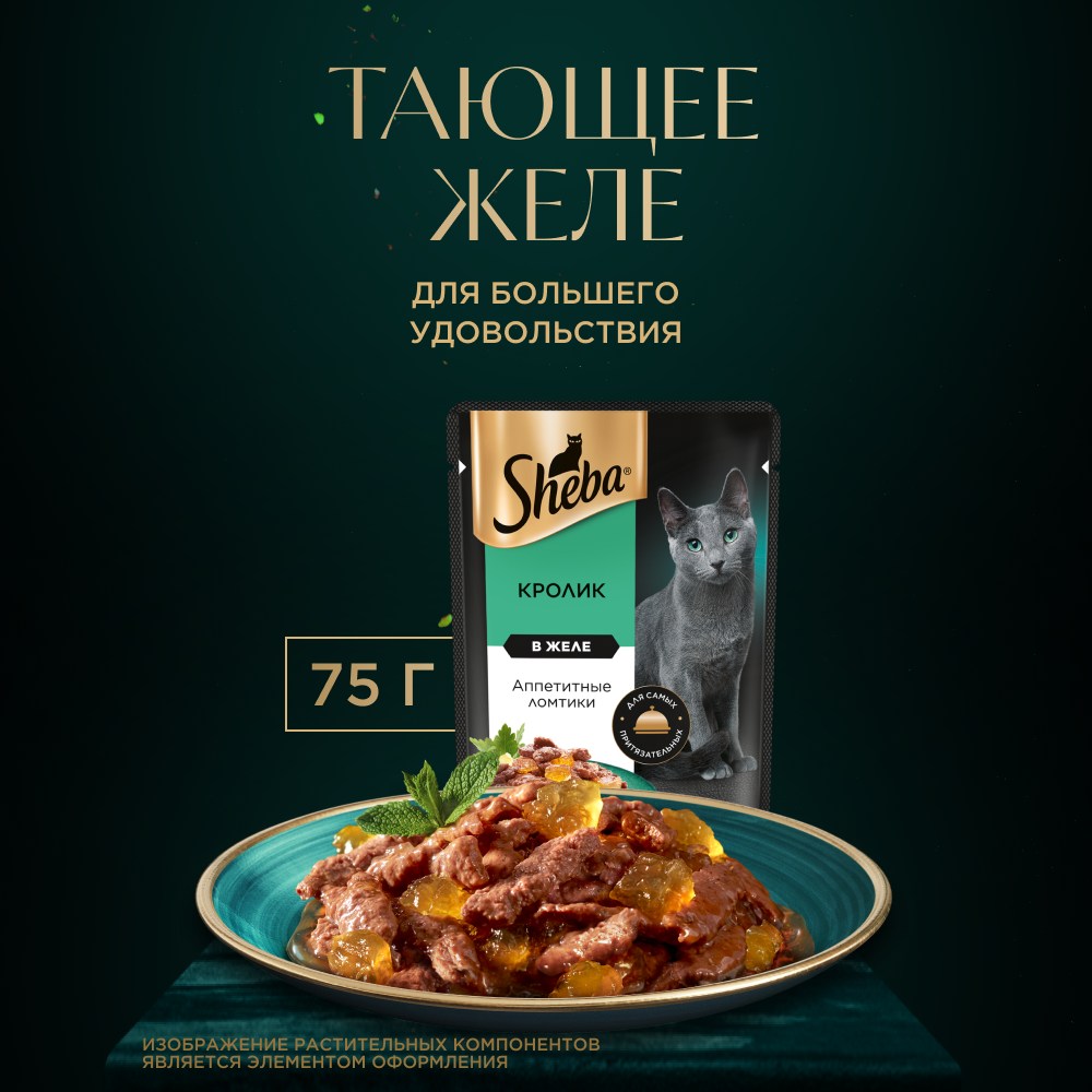 КОРМ Д/КОШЕК ШЕБА ПЛЕЖЕР КРОЛИК ПАУЧ 75ГР