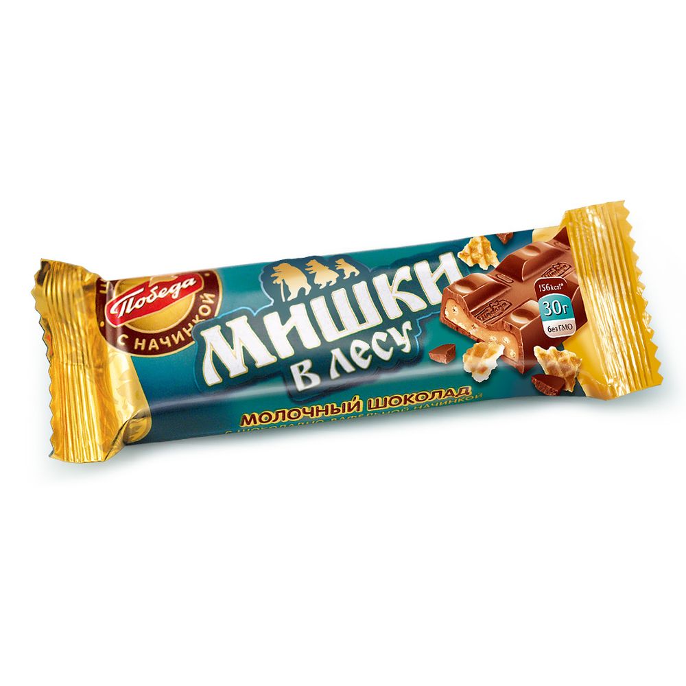 ШОКОЛАД МИШКИ В ЛЕСУ МОЛОЧНЫЙ С ВАФ КРОШКОЙ ПОБЕДА 30ГР