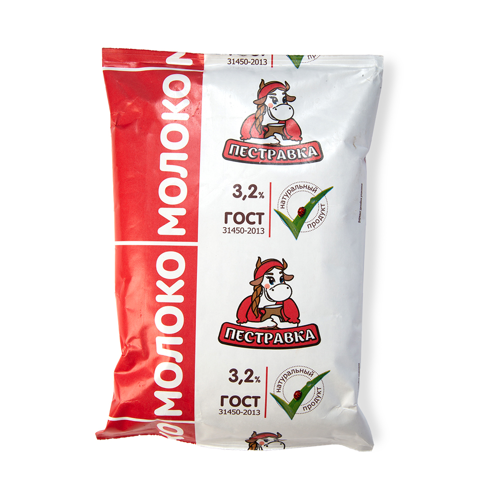 БЗМЖ МОЛОКО ПЕСТРАВКА 3,2% 900МЛ ТФА