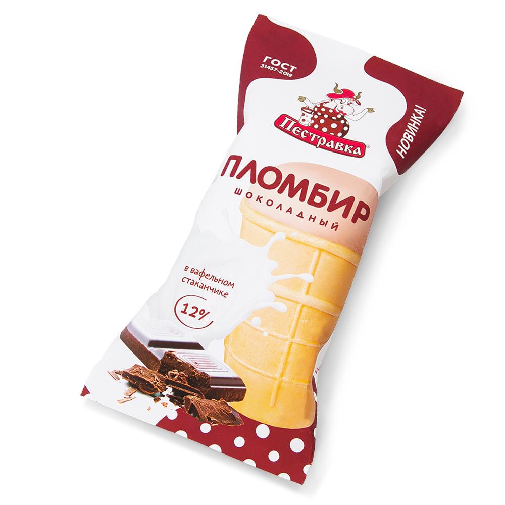БЗМЖ МОРОЖЕНОЕ ПЕСТРАВКА ВАФ СТАКАН ШОКОЛАДНЫЙ 12% 100ГР