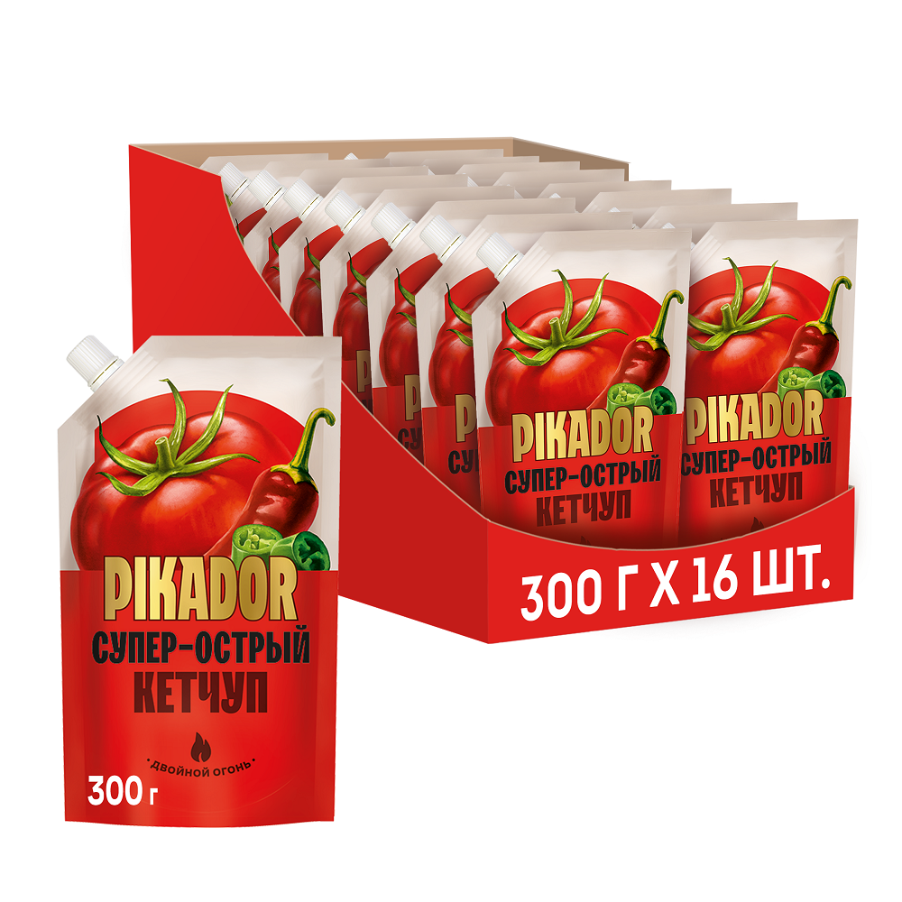 КЕТЧУП ПИКАДОР СУПЕР ОСТРЫЙ Д/П 300ГР
