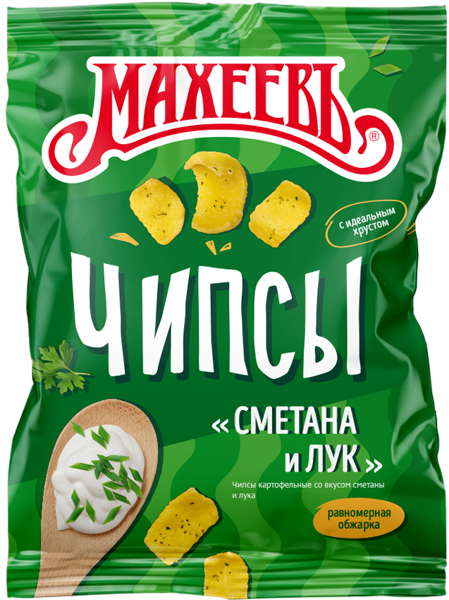 ЧИПСЫ МАХЕЕВ 80ГР СО ВКУСОМ СМЕТАНЫ И ЛУКА