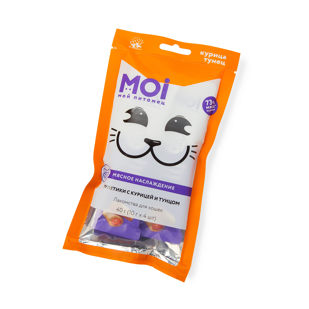 ЛАКОМСТВО ДЛЯ КОШЕК MOI РУЛЕТИКИ С КУРИЦЕЙ И ТУНЦОМ 10ГР