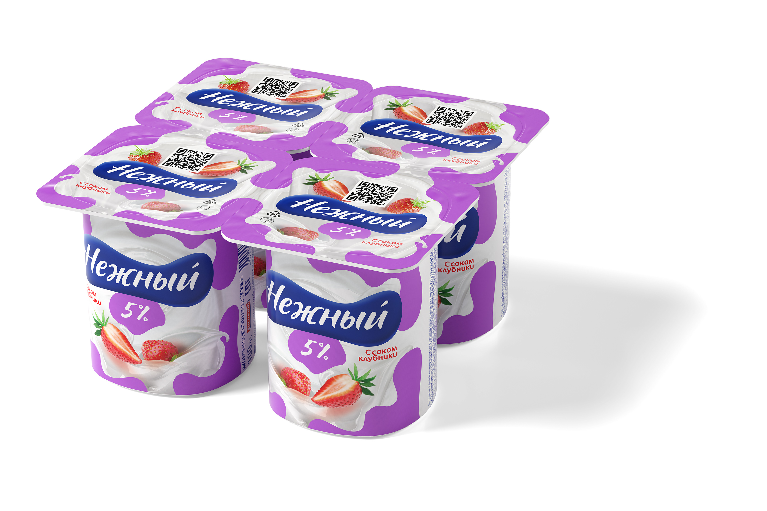 БЗМЖ ЙОГУРТ НЕЖНЫЙ С СОКОМ КЛУБНИКА СЛИВ 5% 100ГР