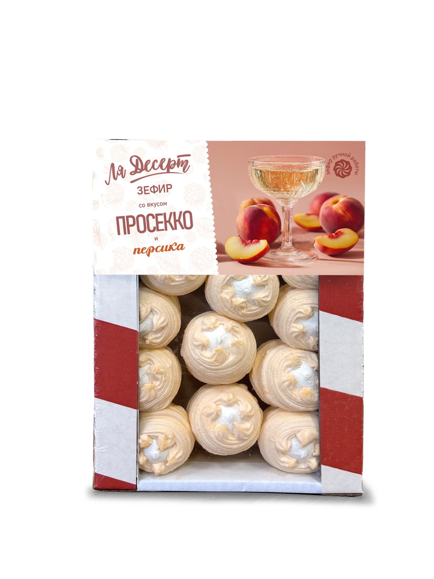 ЗЕФИР ЛЯ ДЕСЕРТ СО ВКУСОМ ПРОСЕККО И ПЕРСИКА 750ГР