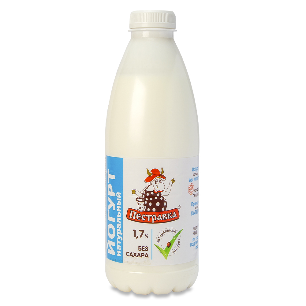 БЗМЖ ЙОГУРТ ПЕСТРАВКА НАТУРАЛЬНЫЙ 1,7% 900ГР ПЭТ