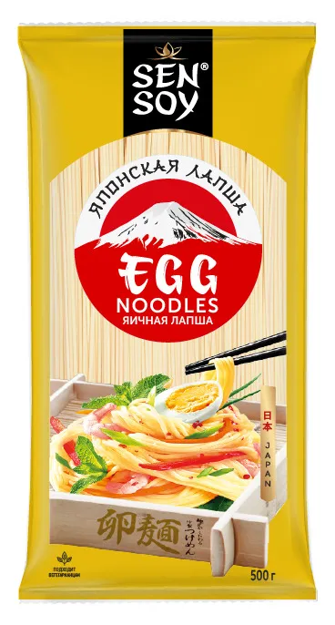 ЛАПША ЯИЧНАЯ EGG NOODLES СЕН СОЙ 500Г