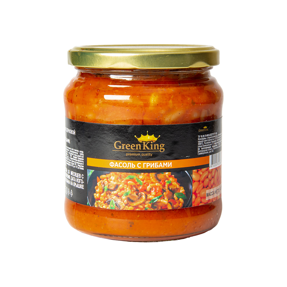 ФАСОЛЬ С ГРИБАМИ ГРИН КИНГ 480ГР СТ/Б