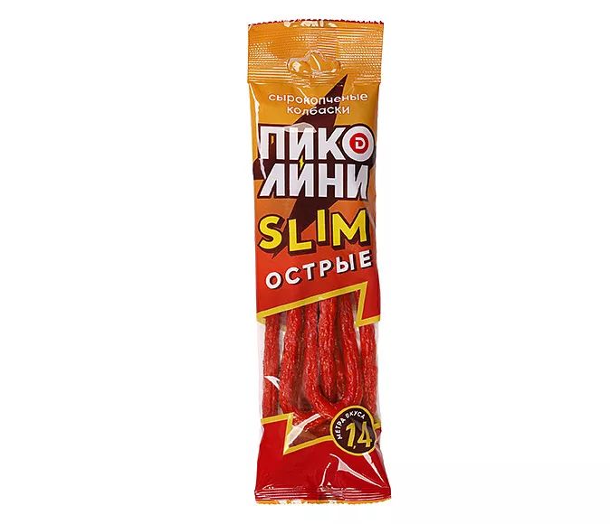 КОЛБАСКИ ПОЛУСУХИЕ ПИКОЛИНИ СЛИМ ОСТРЫЕ, З/С, 70ГР
