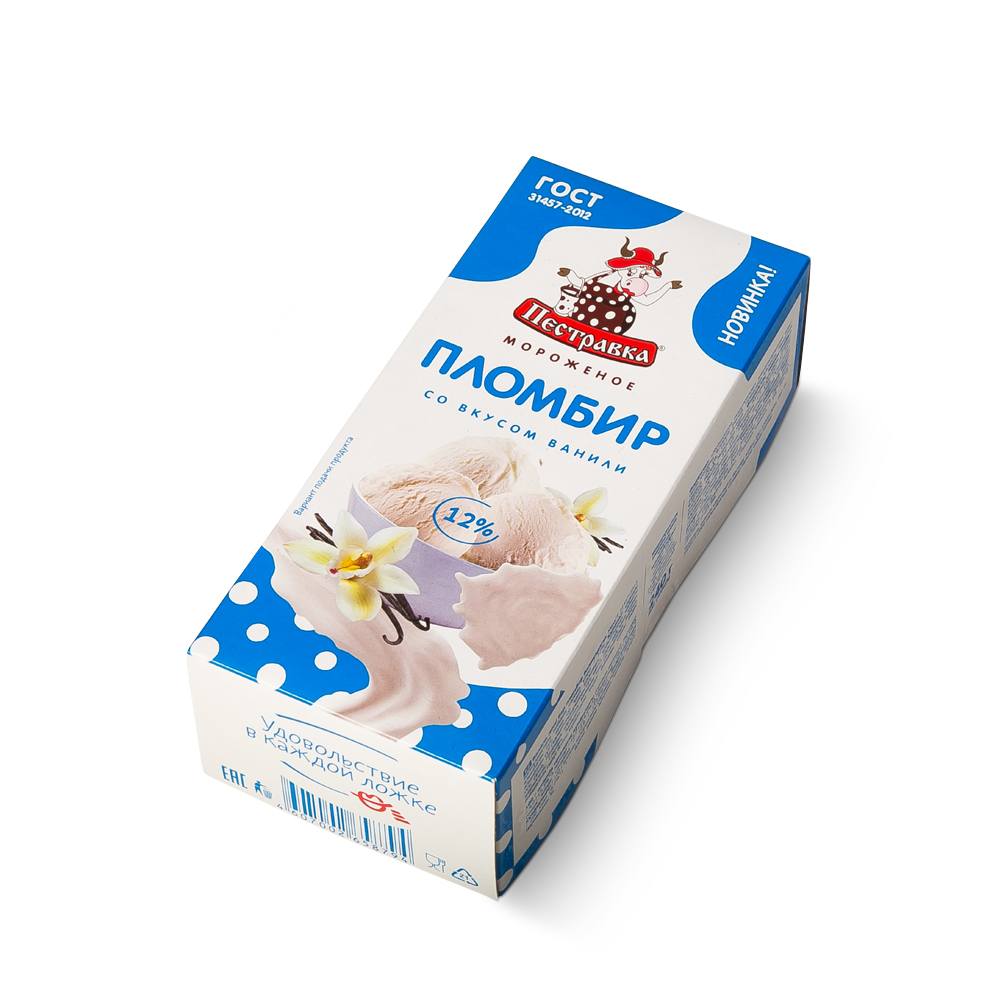 БЗМЖ МОРОЖЕНОЕ ПЕСТРАВКА БРИКЕТ ПЛОМБИР ВАНИЛЬ 12% 240ГР