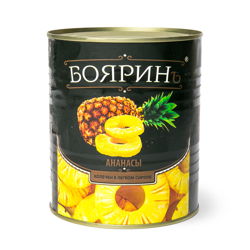 АНАНАСЫ В ЛЕГКОМ СИРОПЕ БОЯРИН КОЛЕЧКИ 850ГР Ж/Б