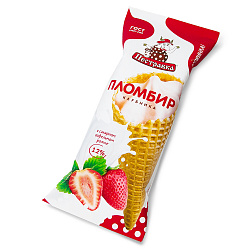 БЗМЖ МОРОЖЕНОЕ ПЕСТРАВКА РОЖОК ПЛ КЛУБНИКА 12% 120ГР