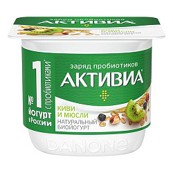 БЗМЖ ЙОГУРТ АКТИБИО 3,0% МЮСЛИ/КИВИ 130ГР СТАК
