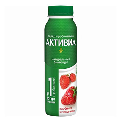 БЗМЖ ЙОГУРТ АКТИБИО ПИТ 1,5% КЛУБНИКА/ЗЕМЛ 260ГР ПЭТ