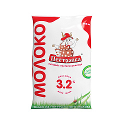 БЗМЖ МОЛОКО ПЕСТРАВКА 3,2% 924ГР Ф/П