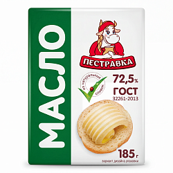 БЗМЖ МАСЛО ПЕСТРАВКА СЛИВОЧНОЕ КРЕСТЬЯНСКОЕ 72,5% 185ГР