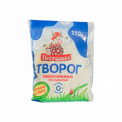 БЗМЖ ТВОРОГ ПЕСТРАВКА 0,3% 250ГР ПАКЕТ