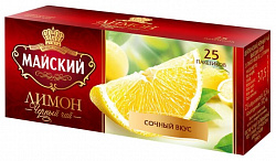 ЧАЙ МАЙСКИЙ ЛИМОН ЧЕРНЫЙ ЦЕЙЛОНСКИЙ 25П*1,5ГР