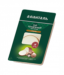 СЫР АЛАНТАЛЬ ПЛАВЛЕННЫЙ КОПЧЕНЫЙ С ГРИБАМИ, 40%, СЛАЙСЫ 150ГР