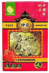 ЧАЙ ШЕННУН ЗЕЛЕНЫЙ КРУПНОЛИСТОВОЙ С КЛУБНИКОЙ 100ГР