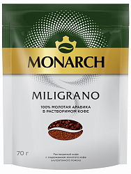 КОФЕ МОНАРХ МИЛИГРАН РАСТВ С МОЛОТЫМ М/У 70Г