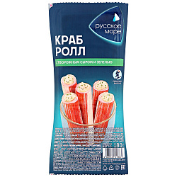 КРАБОВЫЕ ПАЛОЧКИ КРАБ-РОЛЛ РУССКОЕ МОРЕС СЫРОМ И ЗЕЛЕНЬЮ ОХЛ 180ГР