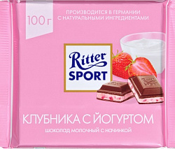 ШОКОЛАД РИТТЕР СПОРТ МОЛ С КЛУБ В НЕЖНОМ ЙОГУРТЕ 100ГР