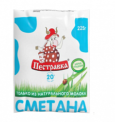 БЗМЖ СМЕТАНА ПЕСТРАВКА 20% 225ГР Ф/П
