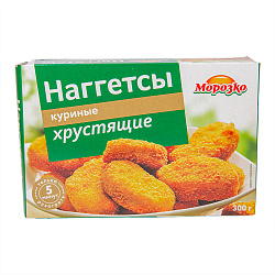 НАГГЕТСЫ КУРИНЫЕ ХРУСТЯЩИЕ МОРОЗКО 300ГР